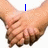 Two hands clasped together with blue text above them reading 'I love Ben' in a