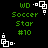 Green pixelated text 'WD Soccer Star #10' with white square icons on black background, static display.