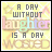 identical square icons with a light yellow background, each displaying the text "A DAY WITHOUT laughter IS A DAY WOES" in stylized fonts