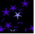 Animated contact sheet showing five frames of a pixel art space-themed buddy icon with stars, moons, and sparkles in blue/purple/green color schemes against black backgrounds.