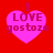 Four identical pink heart-shaped icons with 'I LOVE gostozo' text on red background, each showing slight pixelation variation.