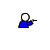 Pixelated animation of a blue-shirted figure and black bull with red eyes, transitioning from static poses to dynamic movement against gray background.