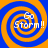 Four identical spiral with orange and blue concentric rings display 'Go Storm!!' text in white pixelated font over a central orange cross