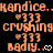 Pixelated orange text and symbols repeat across a black background with occasional heart icons, forming a patterned animation.