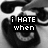 Black-and-white pixelated image of a character's face with text overlays across four , showing sequential expressions and phrases