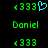 Green pixelated text and symbols on black background with cyan heart symbol in top-left corner, repeated across four positions.