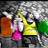 Animated sequence showing a character in yellow top and pink skirt with orange and green props against gray background, displaying subtle motion changes.