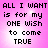 Pixelated text on a pink gradient background with four identical showing the phrase "ALL I WANT is for my ONE WISH to come TRUE" in black block letters
