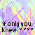 Animated icon with repeating text "If only you knew" and three hearts, transitioning through color shifts in purple-yellow background.