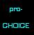 Pixelated text displays 'pro-' above 'CHOICE' in cyan block letters on a dark background with scattered colored pixels.