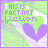 identical square icons with green and purple diagonal stripes, each containing a light green heart shape over two overlapping purple hearts, with text reading "THIS IS FACT NOT FAKION" in pixelated font