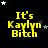 Yellow pixelated text It's Kaylyn Bitch on black background with scattered light blue and dark gray stars, animated star positions across frames.