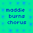 Pixelated text 'maddie burns chorus' repeated in four identical quadrants on a cyan background with blue star-like patterns.