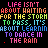 Pixelated text repeats 'LIFE ISN'T ABOUT WAITING FOR THE STORM TO PASS, IT'S ABOUT LEARNING TO DANCE IN THE RAIN' in rainbow colors on black background with small plus symbols.