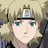 Pixelated anime-style character with light brown hair, blue eyes, and a headband featuring a metallic emblem on a beige background.