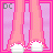 A 3x2 contact sheet of pixel art frames featuring Care Bear–themed characters and text, with pink backgrounds and DC watermarks in each frame corner.
