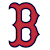 Red stylized letter B with dark blue outline and white inner fill on gray background.