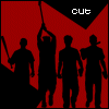 Animated sequence of silhouetted figures transitioning to full-color individuals holding baseball bats against red and black background with text overlays.