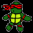 A 48x48 pixel animated icon featuring a green turtle mascot with red bandana and yellow shell, displayed across 12 frames in a contact sheet showing text variations of "Teenage Mutant Ninja Turtles".