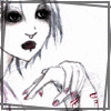 A stylized figure with pale skin, dark eyes, and red lips extends a hand with red-painted nails; text reads "I DON'T NEED THERAPY" or "THIS IS MY THERAPY" in handwritten font.