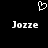 Pixelated white heart symbol above two identical 'Jozze' text blocks on black background.