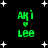 Green pixelated text 'AKi' above a green heart symbol and 'LEE' below, set against black background with white star shapes.