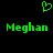 Green pixelated heart symbol above two instances of the name 'Meghan' in green block letters on a black background.