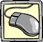 Animated sequence of a gray computer mouse with black cord, transitioning between upright and tilted poses on light yellow background.