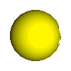Yellow spherical avatar with white facial features animating through multiple expressions against gray background