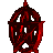 Red pentagram symbols in various configurations with attached shapes, displayed on a gray background.