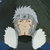 Pixelated anime-style character with silver hair and white shoulder pads, static pose against dark background.