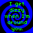 Four identical display green text on a blue spiral background with black outlines