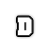 A pixelated white capital letter D with a black outline on a light gray background, rendered in a low-resolution style.