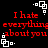 Red text on black background reads "I hate everything about you" with white square patterns, animated as repeating of identical frames