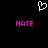 Pixelated white heart symbol above two pink 'HATE' texts on black background.