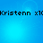 Blue background with repeated black text 'Kristenn x10' across top and bottom, no visible animation changes between observations.