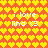 Pixelated orange background with yellow heart pattern, white text "i love lina <3" repeated in four positions.