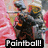Pixelated image of two armored figures with helmets and orange accents against a pink background, text "Paintball!" at bottom.