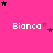 A static image with a bright pink background, white text reading "Bianca," and scattered black and purple stars.