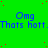 Green background with blue text repeating 'Omg Thats hott.' and scattered red dots, partially cropped on the right.