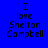 Four display the text "I love Shelton Campbell" in black pixelated font on solid blue, purple, pink, and dark purple backgrounds