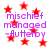 Red star shapes scattered across a white background with purple text reading "mischief managed ~Aufferby" in four identical sections.