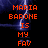 Pixelated red text on dark background with blue lightning effect, reading 'MARIA BARONE IS MY FAV' in blocky font.