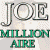 A 2x2 contact sheet of four animated frames from a Joe Millionaire-themed buddy icon, showing text and two male faces in pixelated style.