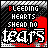 identical pixelated icons featuring 'BLEEDING HEARTS SHEAR NO TRAPS' text over a black and red background with white accents