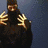 Animated contact sheet showing a person in black clothing making hand gestures against dark blue background with gray transparency area.