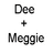 Two pixelated female figures stand side-by-side beneath text reading "Dee + Meggie = Best Friends" on a white background.