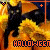 Animated Halloween-themed buddy icon featuring a black cat with bat wings on an orange pumpkin background, repeated across multiple frames in a contact sheet layout.