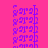 A static image with a bright pink background featuring repeated purple text and green horizontal bars.