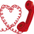 Red telephone handset and heart-shaped cord on light pink background with red text reading 'it took 2 long' and 'for u to call back'.
